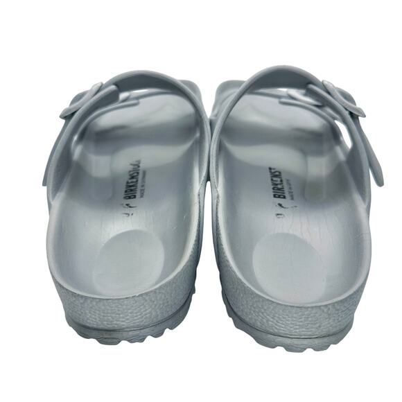 Birkenstock | Women | Arizona Essentials Metallic Silver Light Sandals | 9-9.5 - Picture 3 of 15